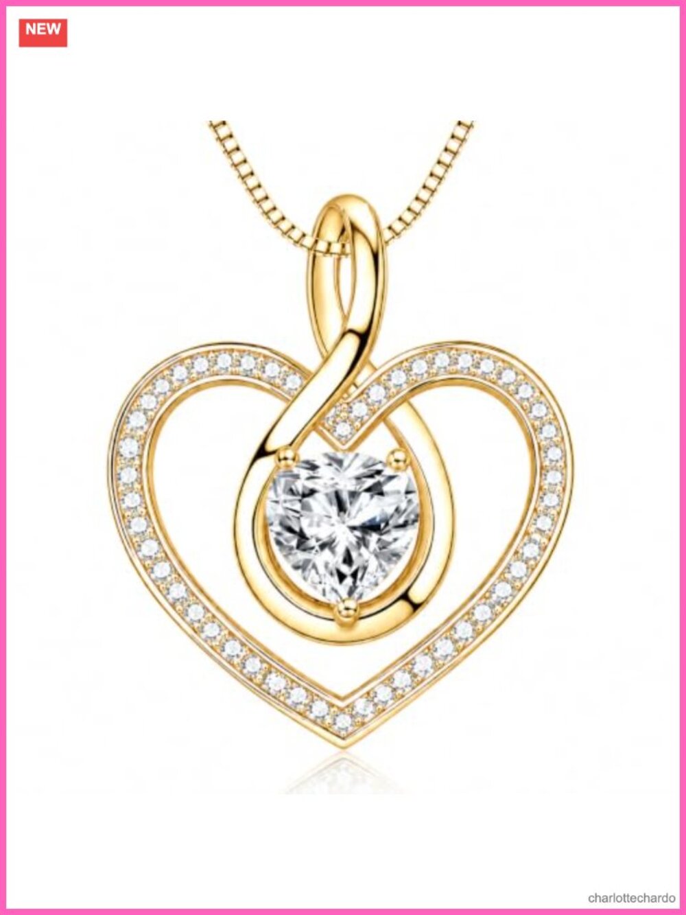 S925 Sterling Silver Moissanite Infinity Heart Pendant Necklace